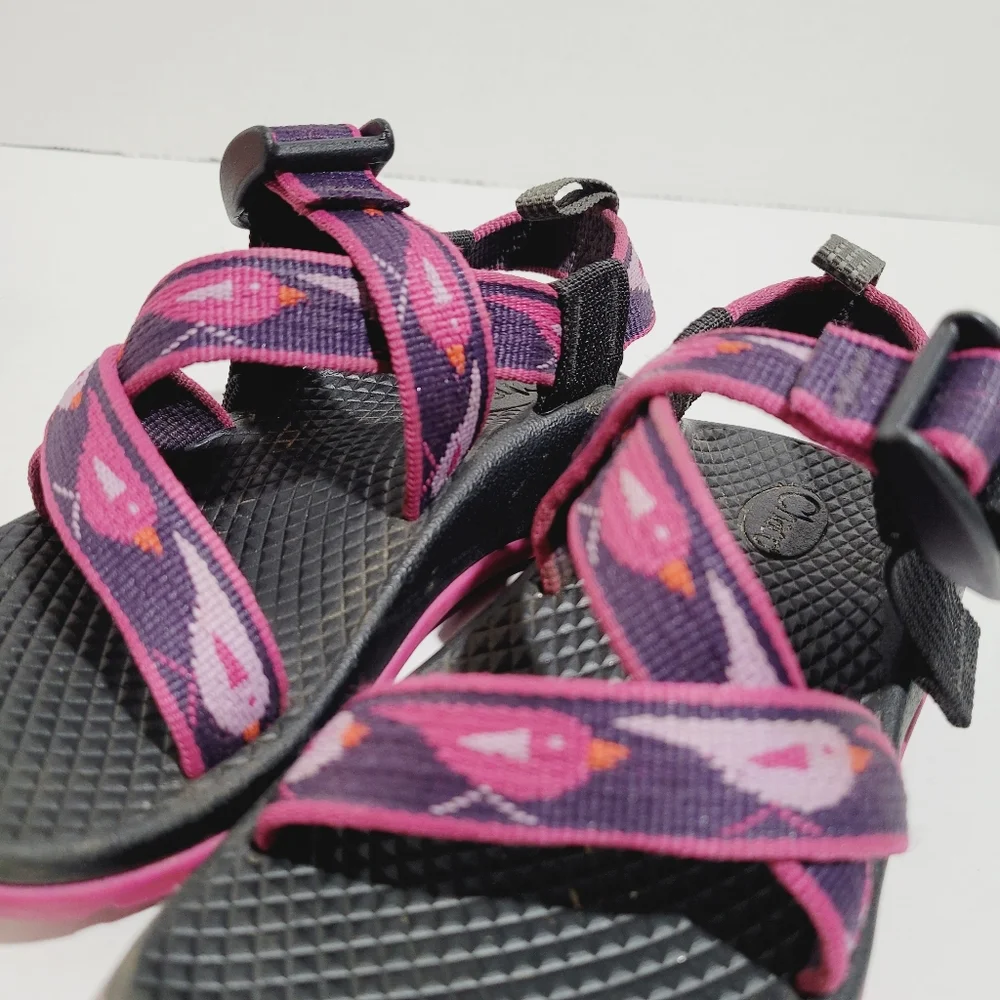 Chaco Z1 EcoTread Toddler Sandals 10 Purple Birds